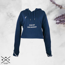 Load image into Gallery viewer, Women Montauk Beach Club Crop Top Hoodie Navy Blue S-XL